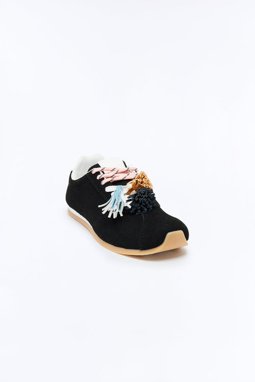 Ballpark Tassel Suede Sneakers - Black
