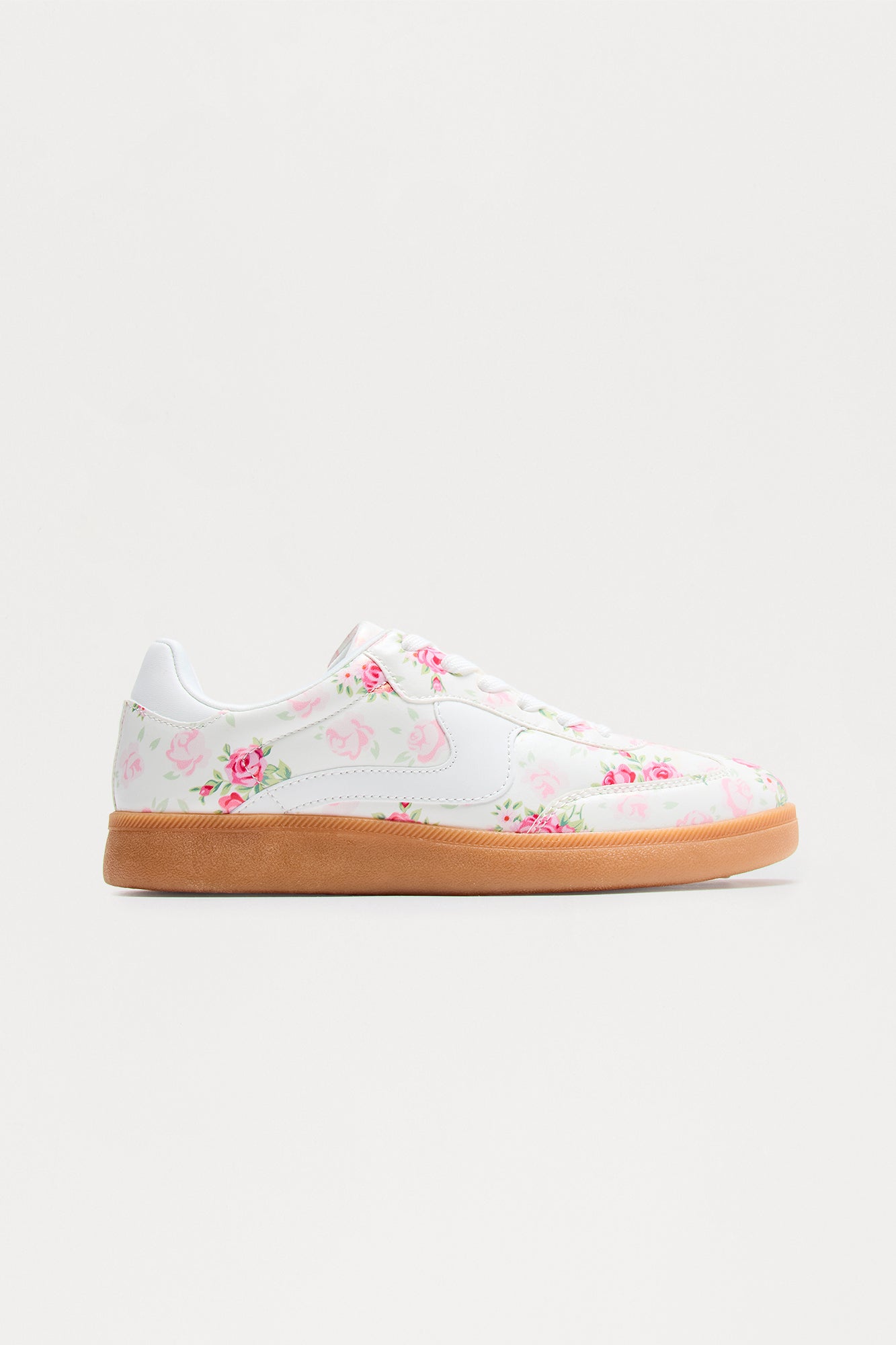 Lida Floral Lace Up Sneakers - White