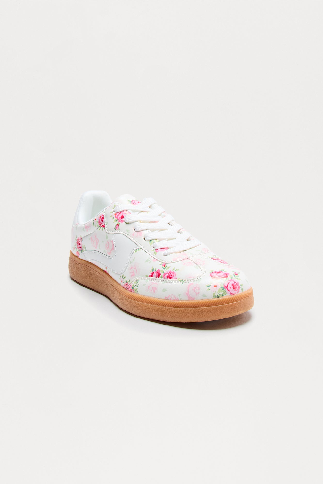 Lida Floral Lace Up Sneakers - White