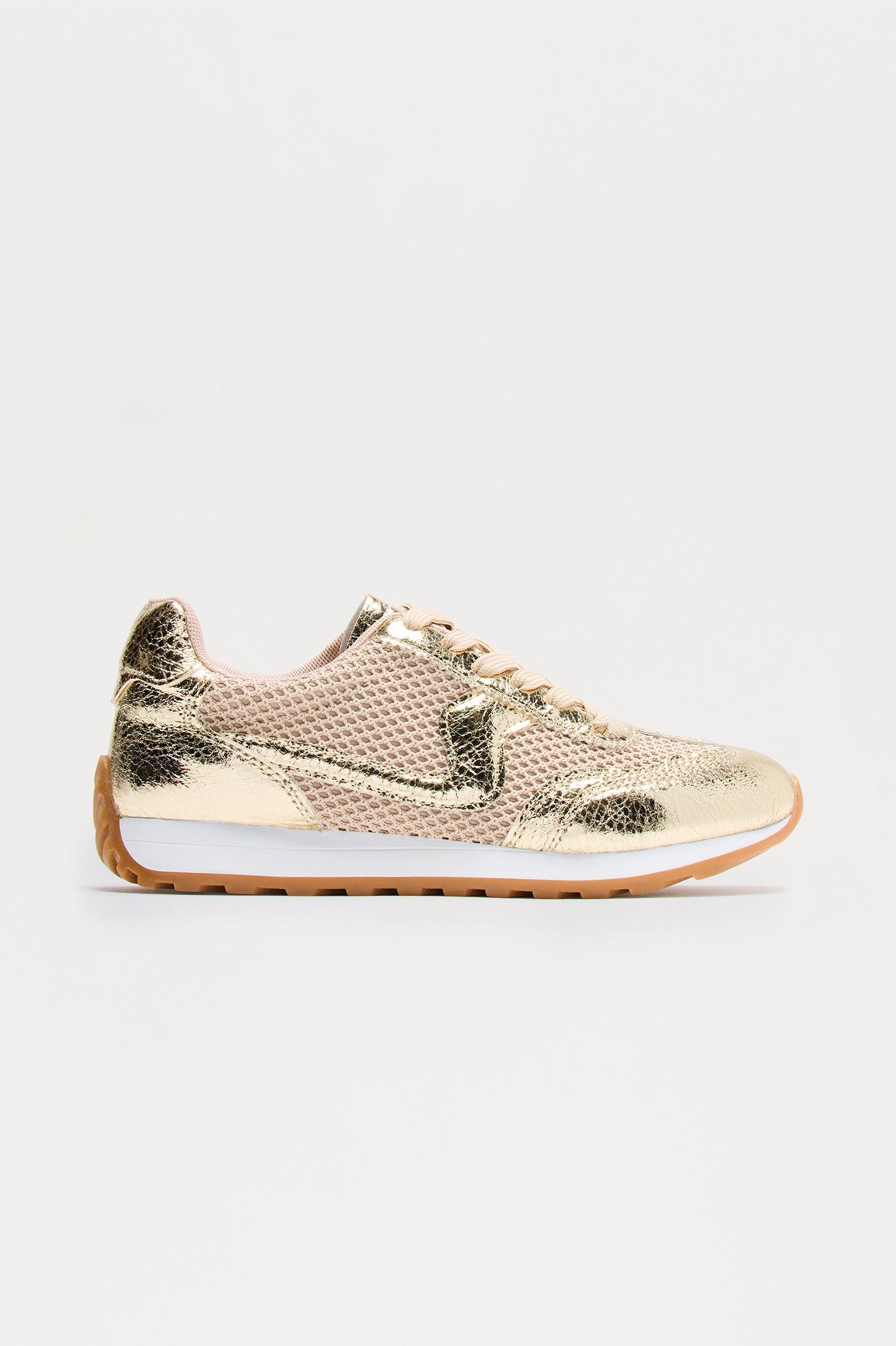 Joshua Knit Lace Up Sneakers - Gold