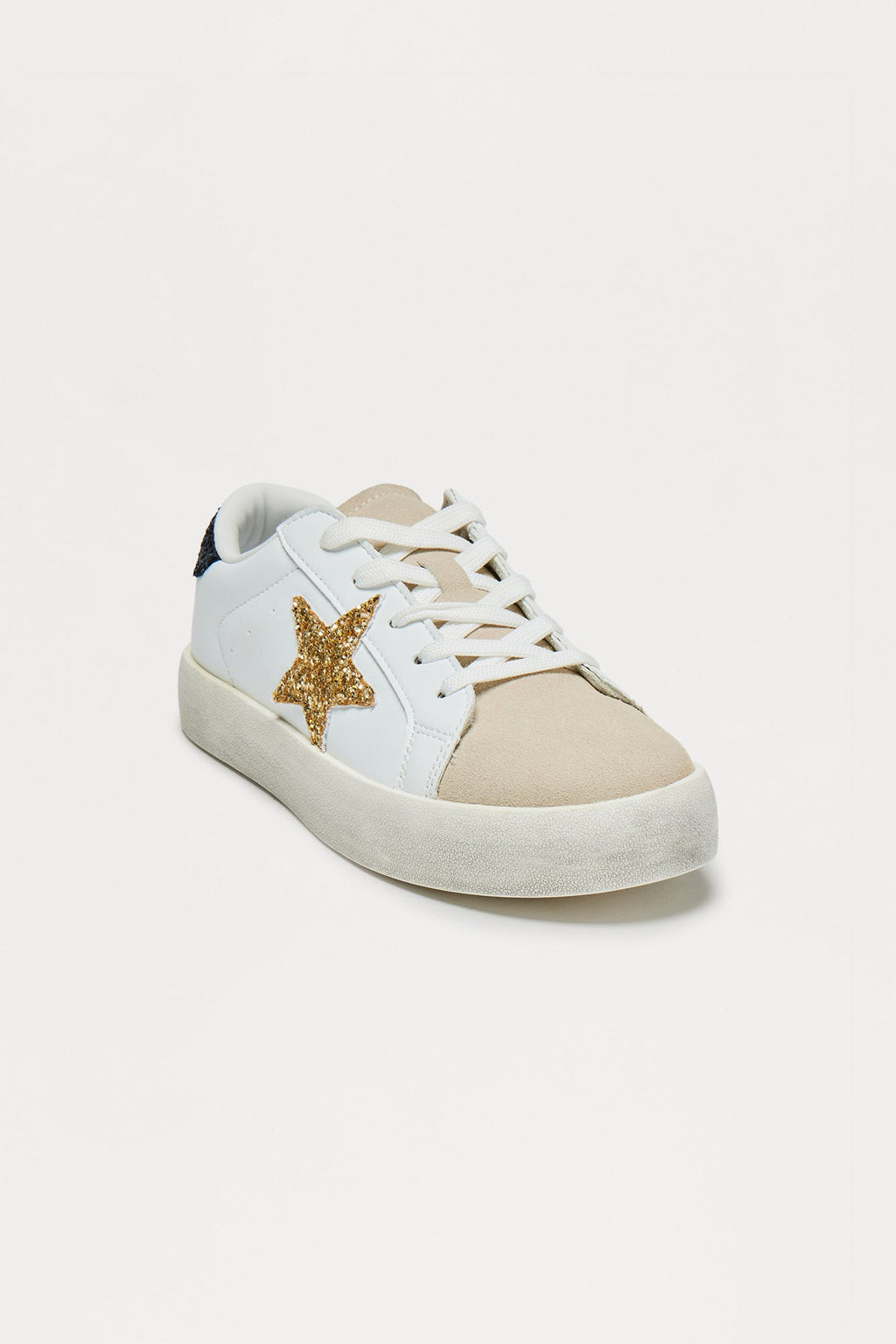 Trev Glitter Star Lace Up Sneakers - Gold